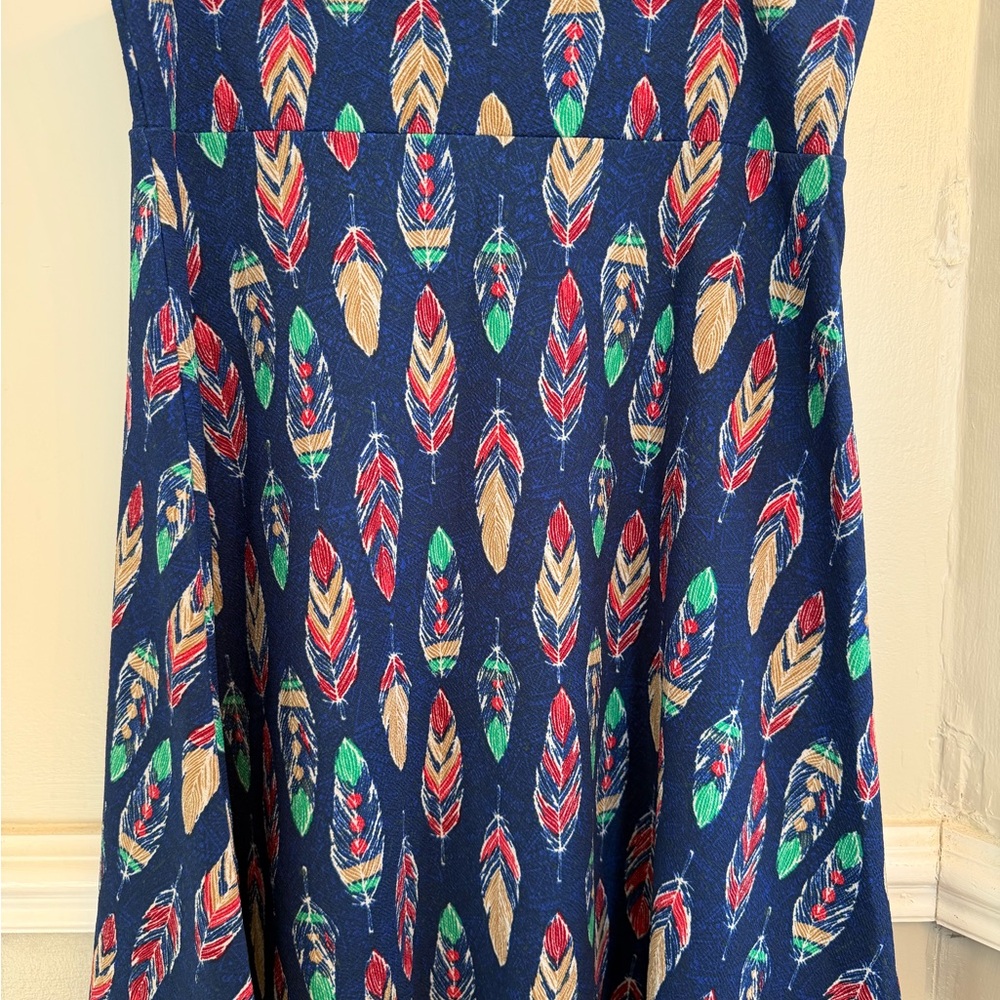LuLaRoe Blue Feather Print A-Line Skirt